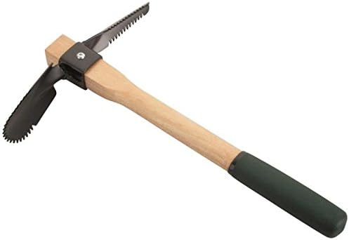 Edward Tools Planter Pick and Scoop for Gardening - Hand Tiller Digs/Breaks compacted Soil - Solid Wood Handle with Rubber Comfort Grip - Hand Garden Planter Carbon Steel Blade Rust Proof Finish
