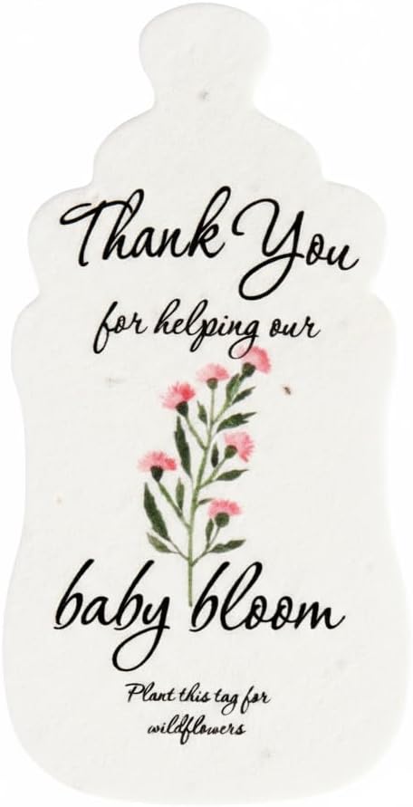 Seed Bloom Bottle Shaped Seed Paper – 15Pcs Pink Shower Favors for Guests with Wildflower Seeds, Writable & Plantable, Shower Favor Gifts for Guest