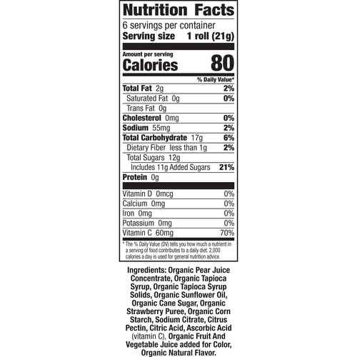 Annie's Organic Fruit Tape, Swirly Strawberry, Non-GMO and Organic Fruit Flavored Snacks, 6 Rolls, 4.5 oz