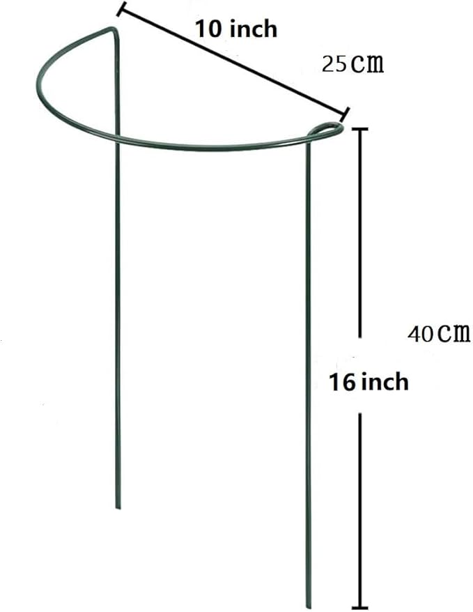 10 Pack Plant Support Stakes 16 Inch Plant Stakes for Outdoor and Indoor Plants,Peony Cages and Supports Plant Stem Support Flower Metal Stakes for Gardening Peonies Support Cages for Plants