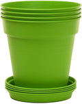 Mintra Home Garden Pots 4pk - Flowers, Herbs, Plants, Indoor, Outdoor, Colorful, Wholesale, Bulk (Light Green, 17cm Diameter (6.6in))