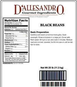 D’allesandro 25 lbs. Dry Black Beans, Certified Kosher & Non-GMO
