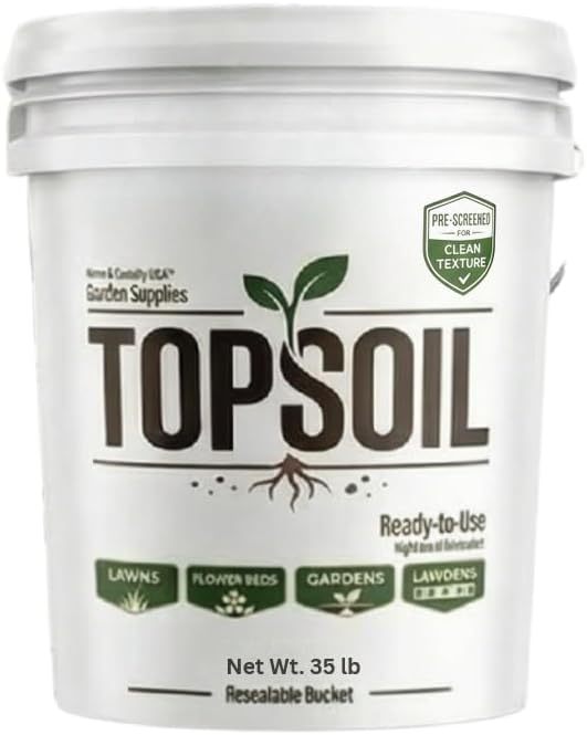 All Purpose Top Soil Pail, Garden Potting Soil Indoor Plants Mix and Potting Soil Outdoor Plants, Versatile Potting Mix for Flowers Vegetables Shrubs and Landscaping (35 lb)