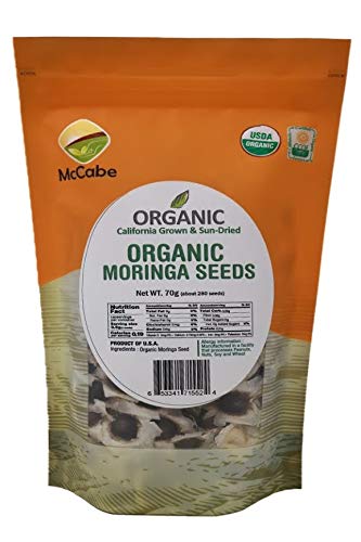 McCabe Organic Sun-Dried Moringa Seeds - Moringa Seeds | Rich with Fiber & Minerals | USDA and CCOF Certified | Product of USA | 70g