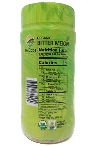 McCabe Organic Bitter Melon Tea - Organic Bitter Melon Leaves | Rich with Fiber & Minerals | USDA and CCOF Certified | Product of USA | 50g (Pack of 2)