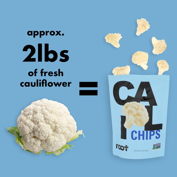 Root Foods Cauliflower Chips, Natural Veggie Snack, Non-GMO Vegetable Crisps, Good for Adults, Kids, Vegan, Gluten Free, Halal 6 pack