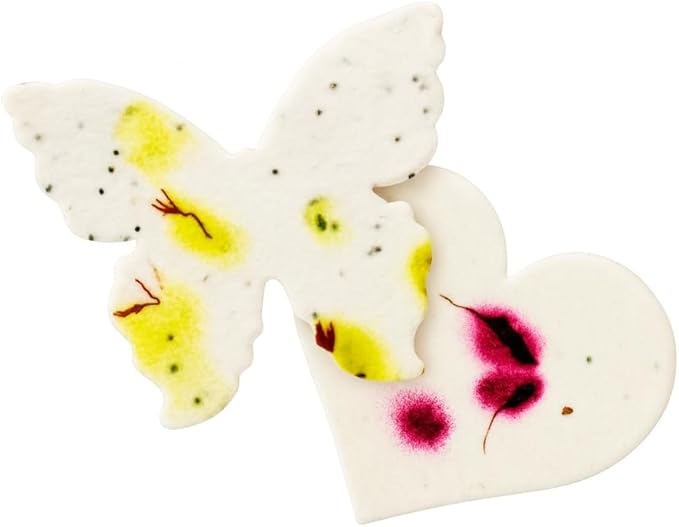 48pcs Seed Paper – 24pcs Hearts & 24pcs Butterflies Plantable Wildflower, Writable & Plantable Gift for Moms, & Plant Lover, Ideal for Weddings, Baby Shower, Memorial, & Celebrations