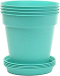 Mintra Home Garden Pots 4pk - Flowers, Herbs, Plants, Indoor, Outdoor, Colorful, Wholesale, Bulk (Teal, 11cm Diameter (4.3in))