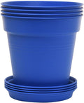 Mintra Home Garden Pots 4pk - Flowers, Herbs, Plants, Indoor, Outdoor, Colorful, Wholesale, Bulk (Blue, 17cm Diameter (6.6in))