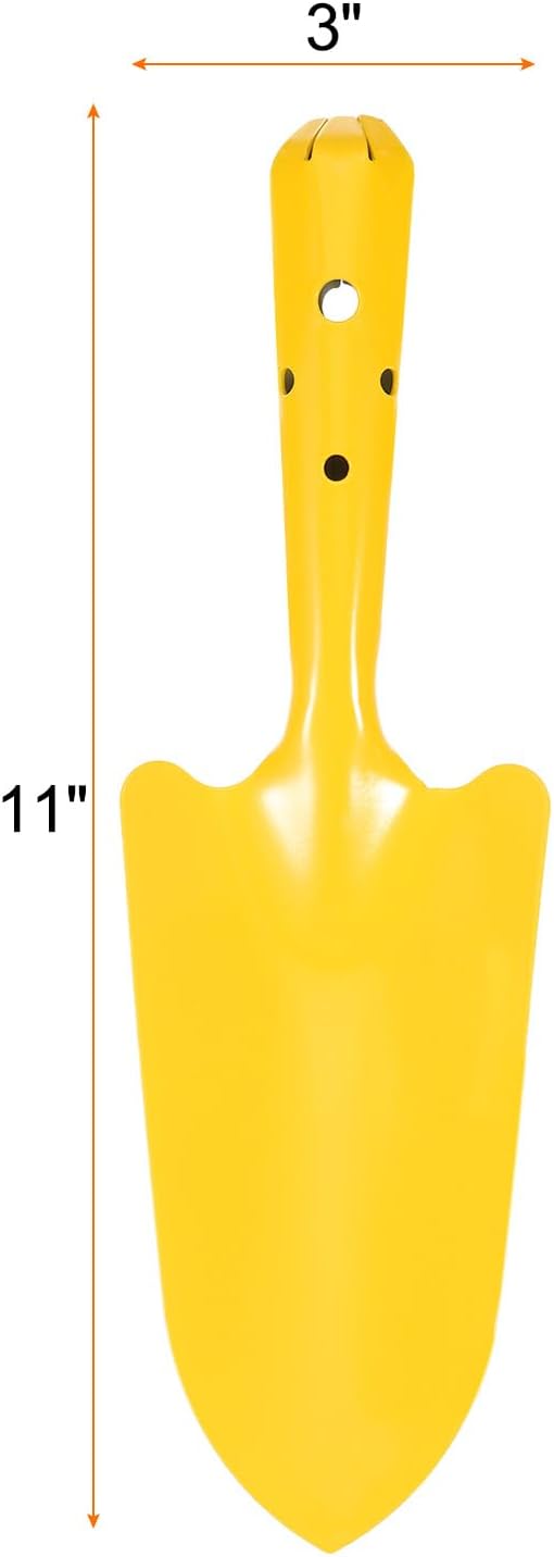 HARFINGTON 2pcs Mini Colorful Metal Hand Shovel 11" x 3" Digging Trowel Set Transplanting Garden Tools for Flower Soil Digging Planting Weeding Transplanting Garden, Yellow