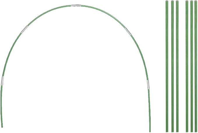 RIFNY 6 PCS Garden Hoops for Raised Beds, Greenhouse Hoops Kit Long Grow Tunnel for Row Cover, Rust-Free Fiberglass Garden Support Poles for Insect Mesh Netting Freeze Plant Cover (Green)
