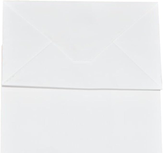 bagmad 100 Pack Sturdy Medium White Kraft Paper Bags with Handles Bulk, Thicken Gift Bags 8x4.75x10 Inch, Craft Grocery Shopping Retail Party Favors Wedding Business Sacks (White, 100pcs)