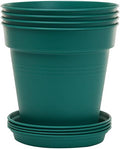 Mintra Home Garden Pots 4pk - Flowers, Herbs, Plants, Indoor, Outdoor, Colorful, Wholesale, Bulk (Forest Green, 13cm Diameter (5in))