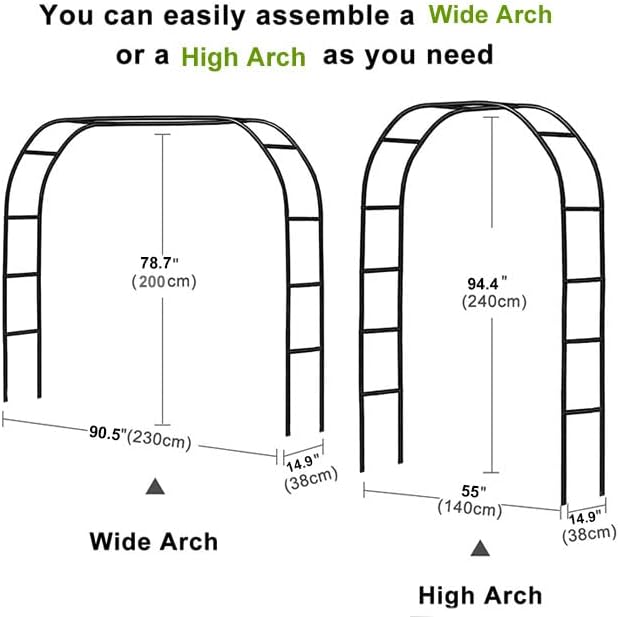 2PCS Wedding Garden Arch Stand,7.9Ft Metal Outdoor Indoor Garden Arbors Stand for Climbing Plant Wedding Christmas Party Decoration (Green-2PCS)