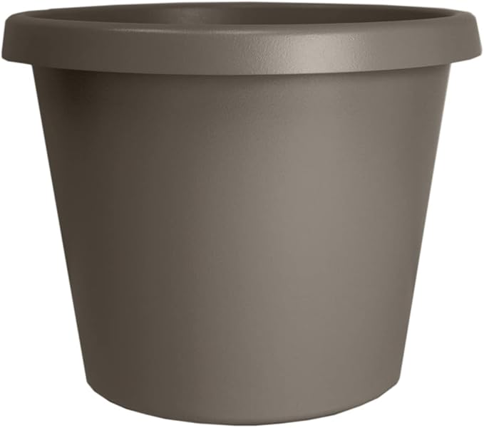 The HC Companies Prima Round Plastic Plant Pot w/Rolled Rim - Lightweight & UV Resistant Flower Pot for Herbs & More - Outdoor & Indoor Plant Pots w/Drainage (14 inch, Cappuccino, Pack of 1)