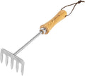 Berry&Bird Premium Hand Rake for Gardening, 5 Tines Hand Tiller Hand Cultivator Small Rake Garden Tool with Wood Handle, Ideal Garden Hand Tools for Digging, Aerating, Weeding and Loosening Soil