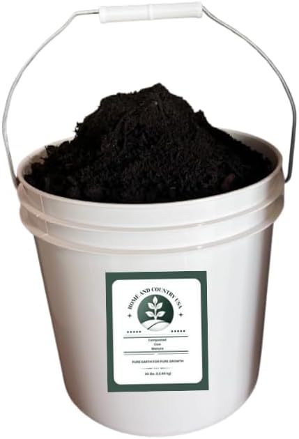 Home & Country USA Organic Composted Cow Manure - 30 lb Pail for Gardening & Soil Enrichment