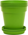 Mintra Home Garden Pots 4pk - Flowers, Herbs, Plants, Indoor, Outdoor, Colorful, Wholesale, Bulk (Light Green, 15cm Diameter (5.9in))