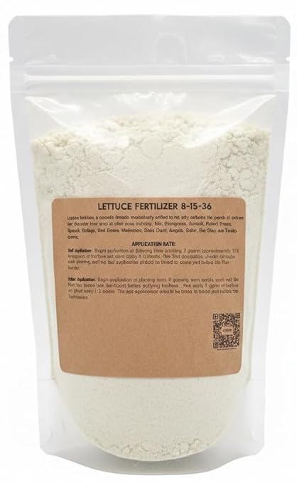 Greenway Biotech, Inc. Lettuce Fertilizer Powder 8-15-36 Plus Trace Minerals and 100% Water Soluble Includes Essential Chelated Micronutrients for Healthy Plants (2 Pounds)