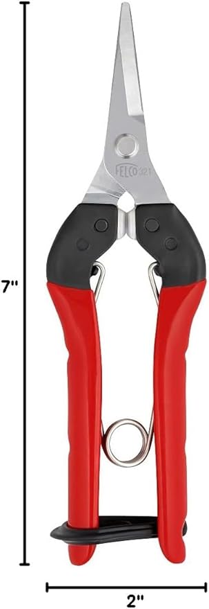 Felco F321 Pruning Snips – 7" Garden Clippers with Curved Blade & Rounded Tip | Pruning Shears for Gardening | Garden Snips and Pruners with Carbon Steel Blade, Sap Groove