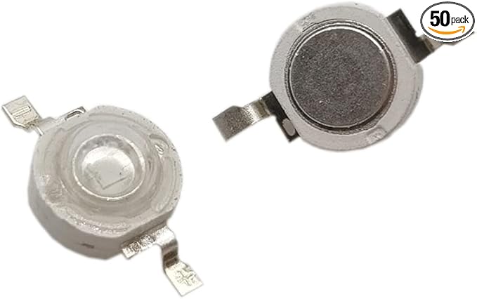 Generic 50 pcs High Power Led Chip on Board 3W Blue (400mA-700mA / DC 3V-3.4V / 3 Watt) Super Bright Intensity SMD COB Light Emitter Components Diode 3 W Bulb Lamp Beads DIY Lighting, Blue(460nm)