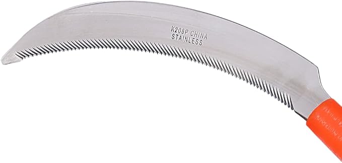 Zenport K208P Harvest Sickle with Plastic Handle, Light Serration, 6.5-Inch Stainless Steel Blade , Orange