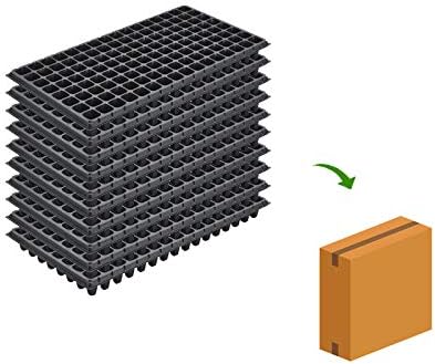 RooTrimmer 10Pcs 128 Cell Seed Starter Trays, Thick Durable Nursery 128 Cell Plug Tray Seedling Flat Plastic Shallow Tray for TD538 1020 Trays (21.26", 11.02", Deep 1.89"), GGBQ128
