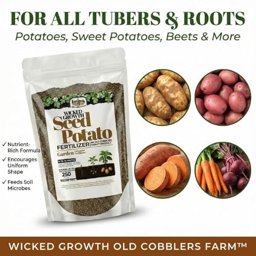 Old Cobblers Farm™ Wicked Growth Seed Potato Fertilizer-Strengthens Roots, Boosts Yields, and Supports Healthy Potato Growth with Eco-Friendly, Slow-Release Nutrients (5/10/15/20 lbs) (10lbs)