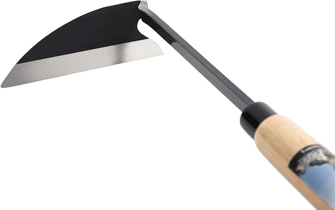 Japanese Weeding Sickle Sharp Edge Nejiri Kama Hoe Made in Japan - Traditional Craftsmanship (Long Handle)