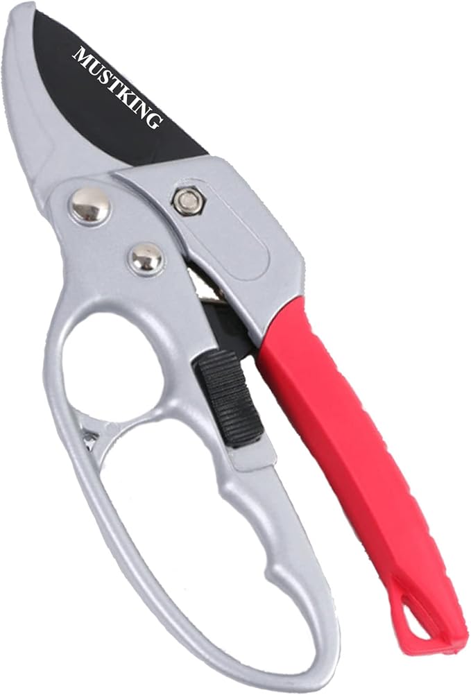 MEPEREZ Ultra Sharp Germany Steel Pruning Shears - Cuts 3X Easier, Weak Hand Arthritis Snips, Rust-Resistant, Effortlessly 1-Inch Cut Capacity Garden Scissors, Ergonomic Handle (Red)