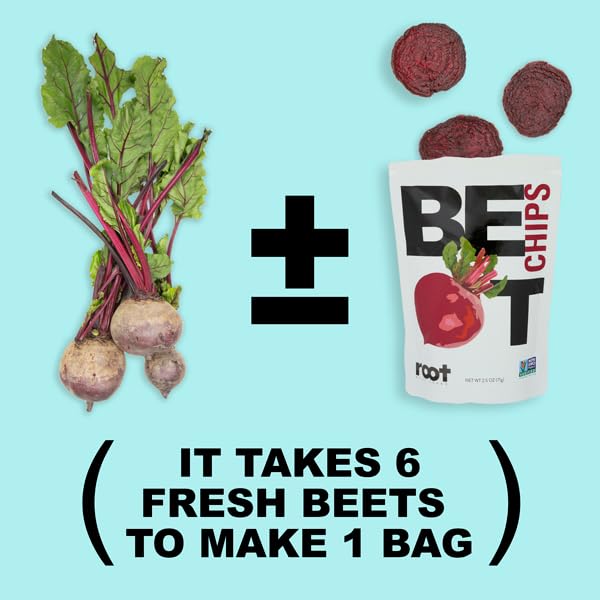 Root Foods Beet Chips, Natural Veggie Snack, Non-GMO Vegetable Crisps, Good for Adults, Kids, Vegan, Gluten Free, Kosher, Halal