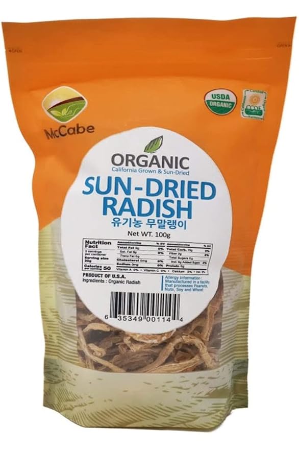 McCabe Organic Sun-Dried Radish - Daikon Radish | Rich with Fiber & Minerals | USDA and CCOF Certified | Product of USA | 100g Pack of 2
