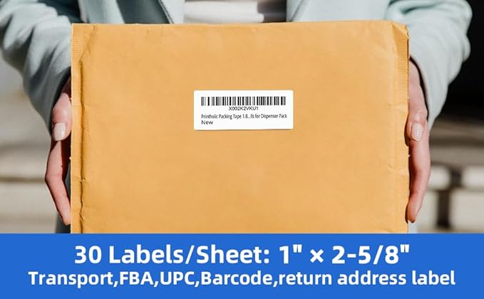 Printholic 3000 30 Per Sheet Self Adhesive 1" x 2-5/8" Address Shipping Labels for Laser & Inkjet Printers, 100 Sheets, 30 Per Labels Per Page