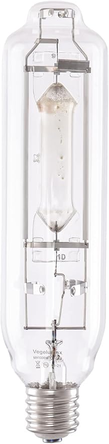 MH 1000W Metal Halide Single Ended HID Grow Light Bulb Lamp High PAR Enhanced Blue and Violet Spectrums for Hydroponic Horticulture Vegetative Growth,CCT 6000K,92,000Lumens,E39 Base