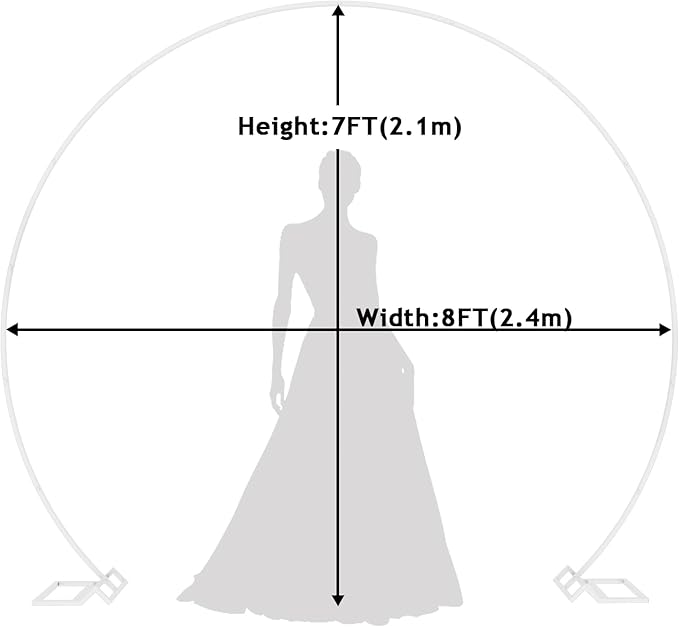Wokceer Wedding Arch 8FT Round Backdrop Stand Balloon Arch Stand White Circle Balloon Arch Frame for Wedding Ceremony Birthday Party Anniversary Valentine Celebration Decoration