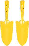 HARFINGTON 2pcs Mini Colorful Metal Hand Shovel 11" x 3" Digging Trowel Set Transplanting Garden Tools for Flower Soil Digging Planting Weeding Transplanting Garden, Yellow