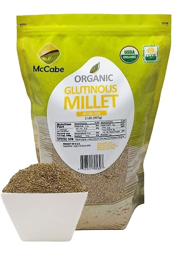 McCabe Organic Glutinous Millet - Organic Glutinous Millet for Whole Millet Flour Milling at Home | Rich with Fiber & Minerals | USDA and CCOF Certified | Product of USA | 2Lbs
