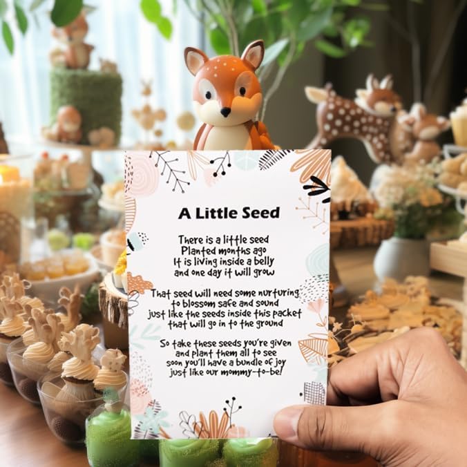 Woodland | Girl Boy Baby Shower Favors for Guests | 20 Wildflower Seed Packets | Bouquet Wildflower Mix | Non-GMO Seeds | Gender Neutral | Oh Baby | Gifts | Party Favors | Decorations | Prizes