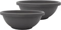 The HC Companies 15.5 Inch Shallow Garden Bowl Plant Pot with Drainage, Lightweight UV-Resistant Plastic Planters for Succulents, Herbs & More, 2-Pack Planters for Indoor Outdoor Home Decor, Warm Gray