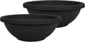 The HC Companies 13 Inch Shallow Garden Bowl Plant Pot with Drainage, Lightweight UV-Resistant Plastic Planters for Succulents, Herbs & More, 2-Pack Planters for Indoor Outdoor Home Decor, Black