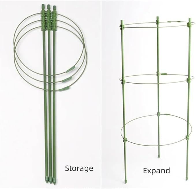 Tomato Cage Plant Support Cages for Garden, Upgrade Garden Plant Stakes with Adjustable Rings, Plants Trellis for Tomato, Flower, Climbing Plants, with Plant Tie and Clips 3 Pack 18 inches
