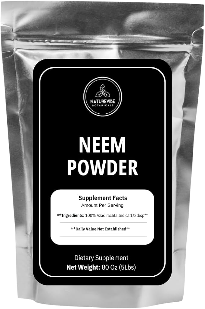 Naturevibe Botanicals Neem Leaf Powder, 5lbs | Azadirachta Indica | Non-GMO and Gluten Free | 100% Pure & Natural (80 Ounces)