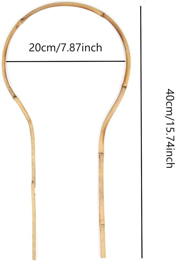 6 Pack Bamboo Trellis Round-Shaped for Potted Plant, 16 Inch Plant Support Stake for Climbing Vines, Decorative Hoop Stake for Potted Hoya