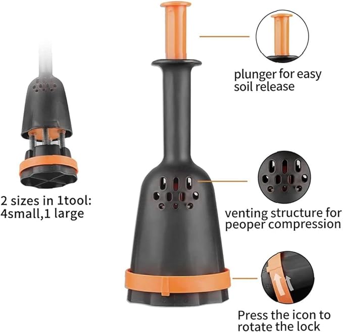 Soil Blocking Tool, Flexible Plastic Compactor, Adjustable Plastic Seed Starting Soil, Fertilizers&Plant Food for Garden