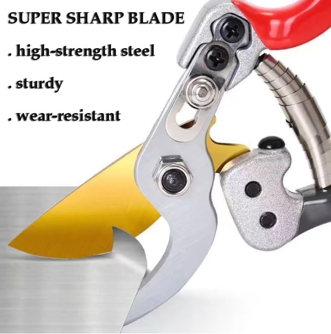 MEPEREZ Ultra Sharp Germany Titanium Steel Pruning Shears - Cuts 3X Easier, Weak Hand Arthritis Snips, Rust-Resistant, Effortlessly 1-Inch Cut Capacity Garden Scissors, Ergonomic Handle (gt-06, 1)
