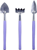Mini Gardening Tools, 3Pcs Stainless Succulent Tools Kit Shovel Rake Trowel, 2 Colors Hand Shovel for Gardening for Indoor Small Plants, Succulents, Potted Plants, Bonsai (Purple)