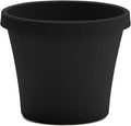Bloem Terra 6" Diameter Round Black Resin Planter Pot with Drainage Holes for Indoor and Outdoor Gardening