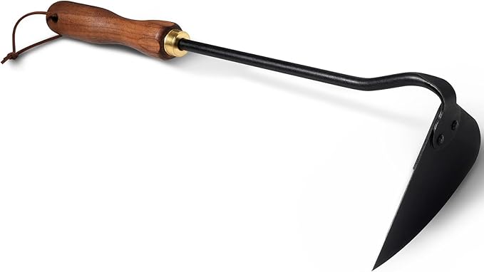 Triangle Hand Hoe, Heavy Duty Stainless Steel Weed Puller and Weed Remover Gardening Tool with Walnut Handle for Weeding, Soil Loosening and Cultivating