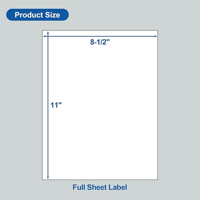 Bostlabel 500 Sheets Full Sheet Labels 8.5 x 11 for Laser and Inkjet Printer, 500 Pcs Full Page Labels 8.5 x 11 Matte White, Self Adhesive Printable Sticker Paper