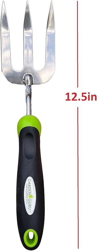 Garden Guru Stainless Steel Hand Weeder Fork Tool – Rust Resistant Stainless Steel – Ergonomic Handle – Great for Planting, Spreading Mulch, Weeding, Loosening & Transplanting Soil (2 Pack)